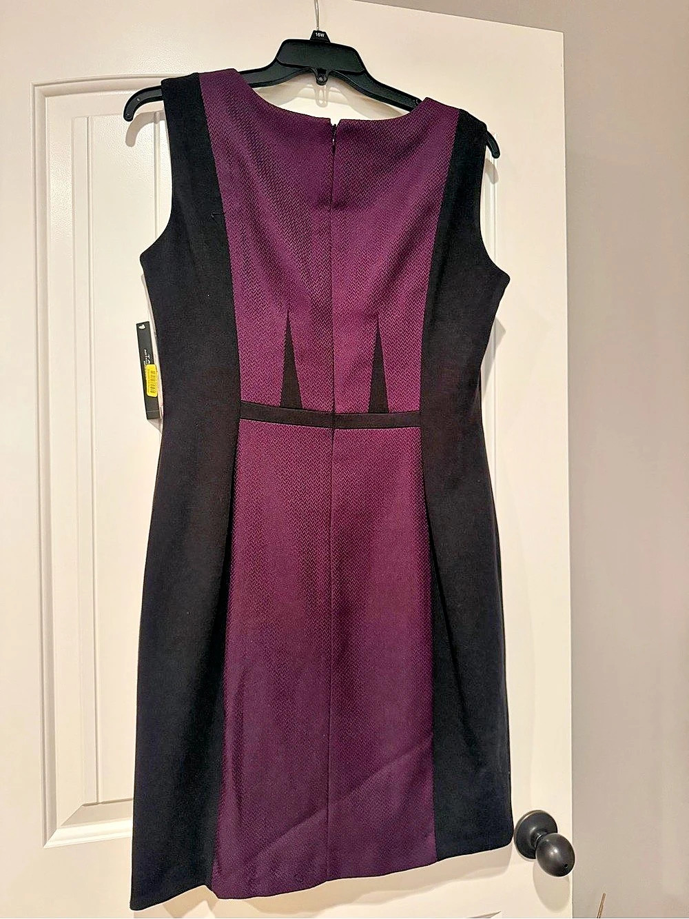 Tahari Color Block Sleeveless Midi Dress Black & Purple